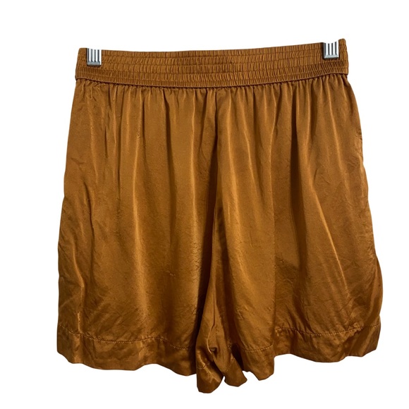 Reformation Terracotta Color Silk Shorts Elastic Waist Slant Pockets Size XS - Picture 1 of 10